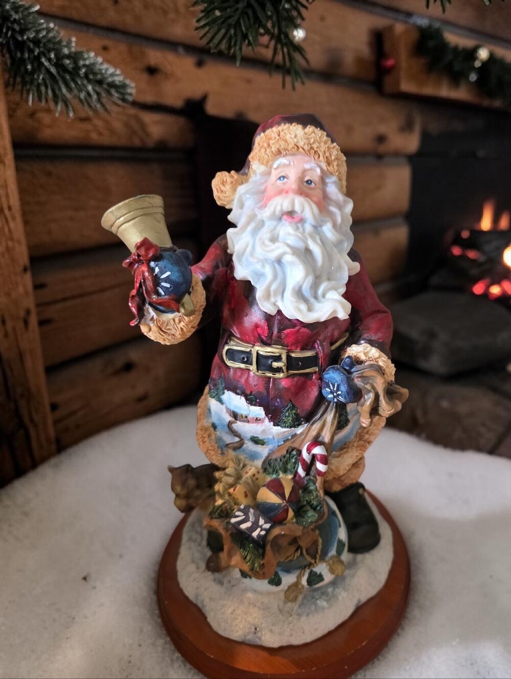 Holiday Santa Figurine in Red Coat - Classic Christmas Decor